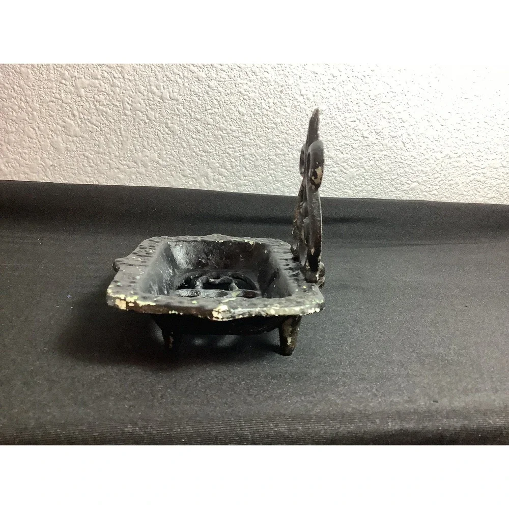 Vintage Cast Iron Soap Dish | Ornate Victorian Revival Style | Freestanding Tray